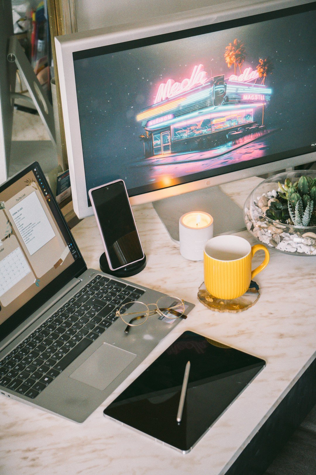 Bright modern office workspace with team collaborating
